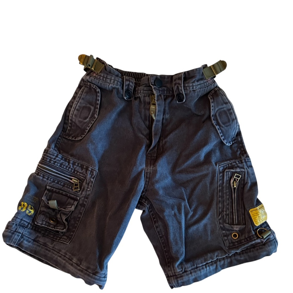 Sypher Industrial Kids Y2K Cargo Shorts Black Size 7